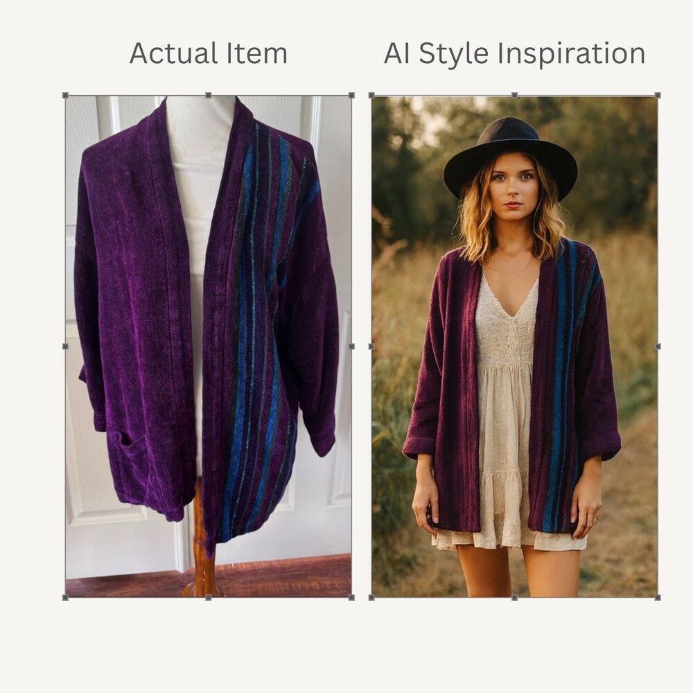 Handwoven Handmade Open Cardigan Sweater Large Boho Striped Artisan Retro Chic